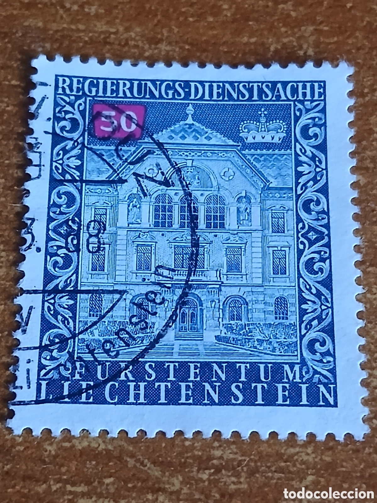 Sellos: Sello Liechtenstein 1.976 Edificio de Gobierno -30 c&eacute;ntimos-