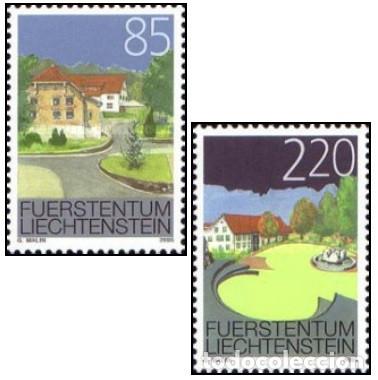 Sellos: Liechtenstein 2005 SW-1387/88 &rdquo;Edificios protegidos&rdquo;/ Nuevo, sin charnela, MNH.