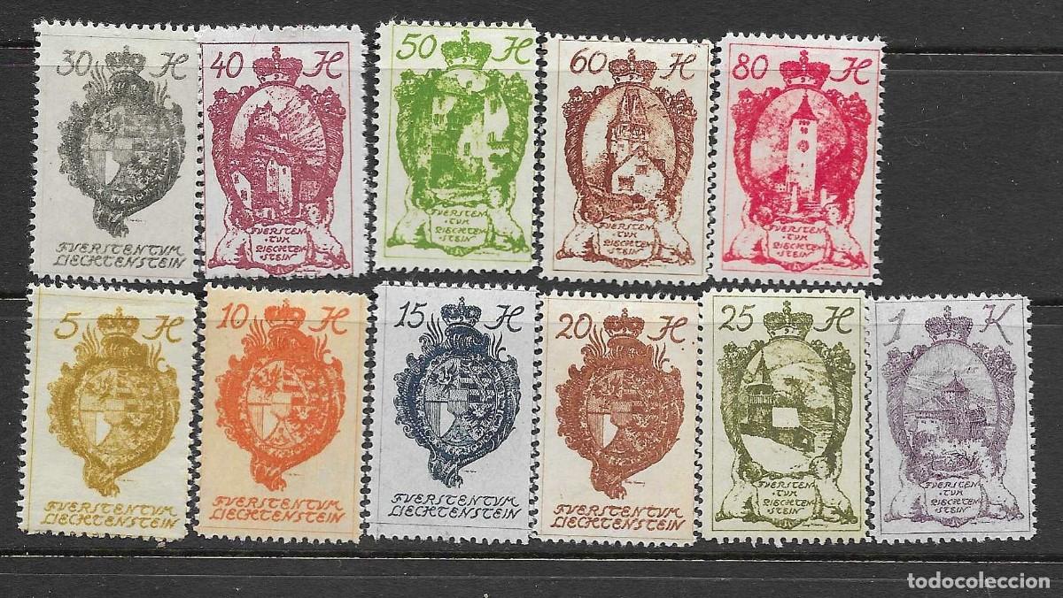 Sellos: LIELIECHTENSTEIN- 1920 * C/ FIJASELLO- ESCUDO NACIONAL- CASTILLO DE VADUZ- IN- COMPLETA
