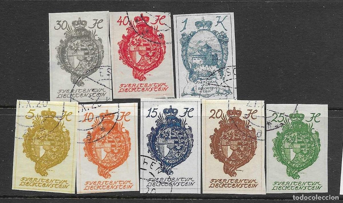 Sellos: LIELIECHTENSTEIN- 1920 - USADOS- ESCUDO NACIONAL- CASTILLO DE VADUZ- COMPLETA