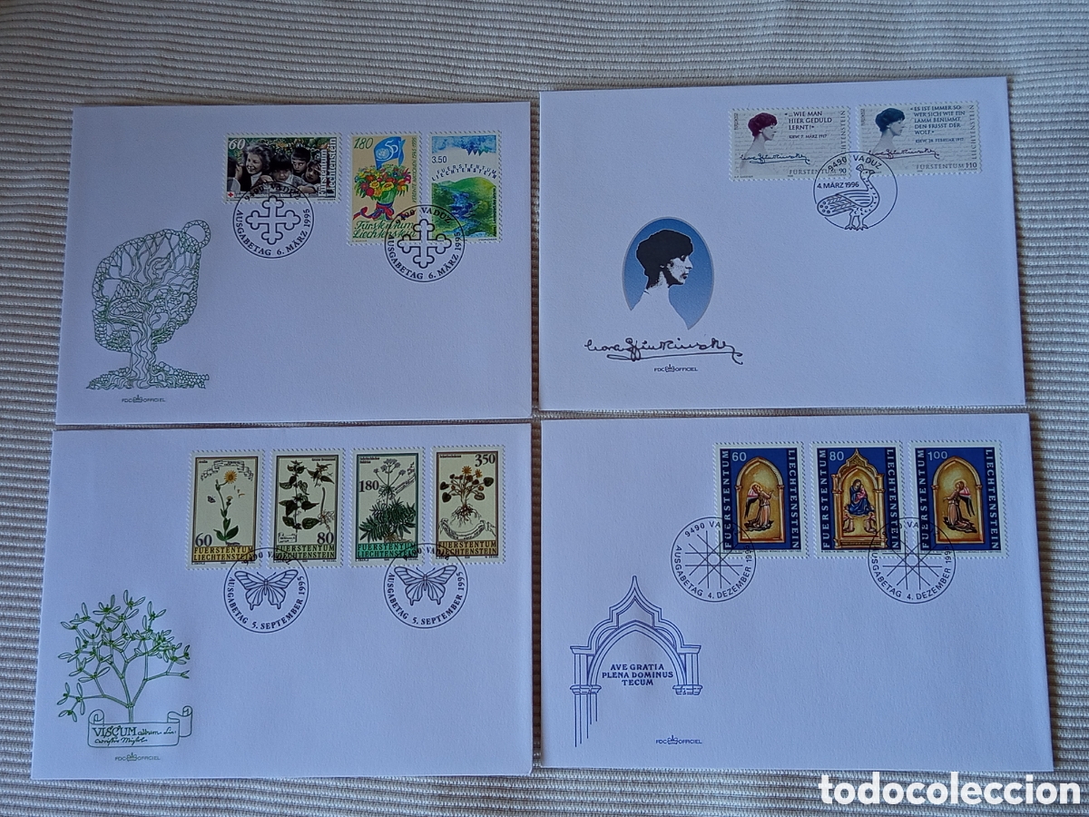 Sellos: Lote 4 FDC Liechtenstein 1995-1996 &bull; Michel 1103/1128