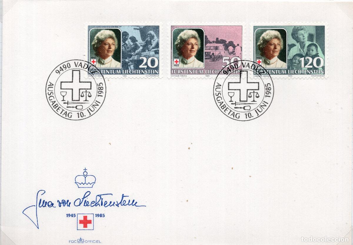 Sellos: LIECHTENSTEIN 1985 CARTA FDC MICHEL LI 875-877
