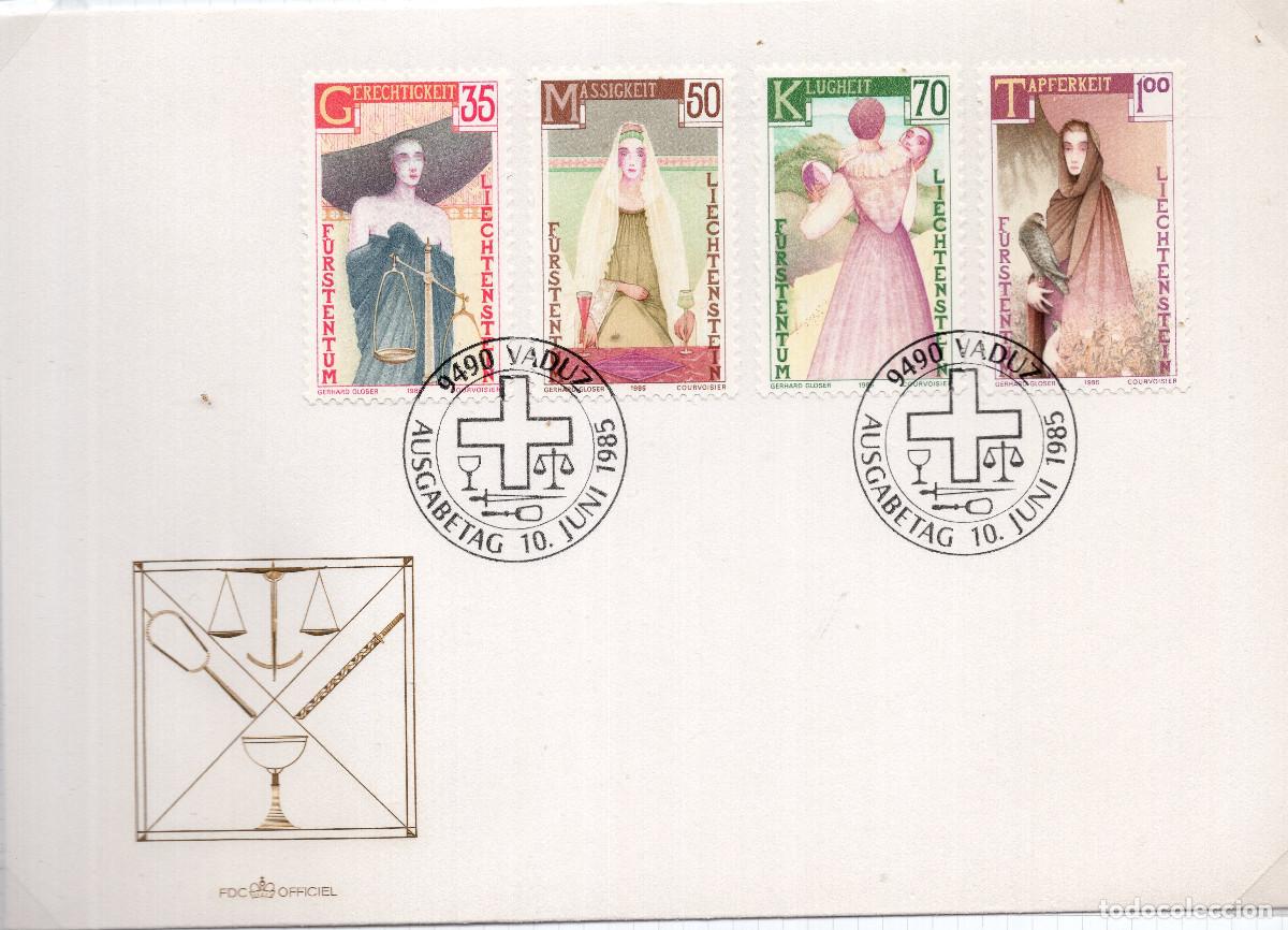 Sellos: LIECHTENSTEIN 1985 CARTA FDC MICHEL LI 871-874