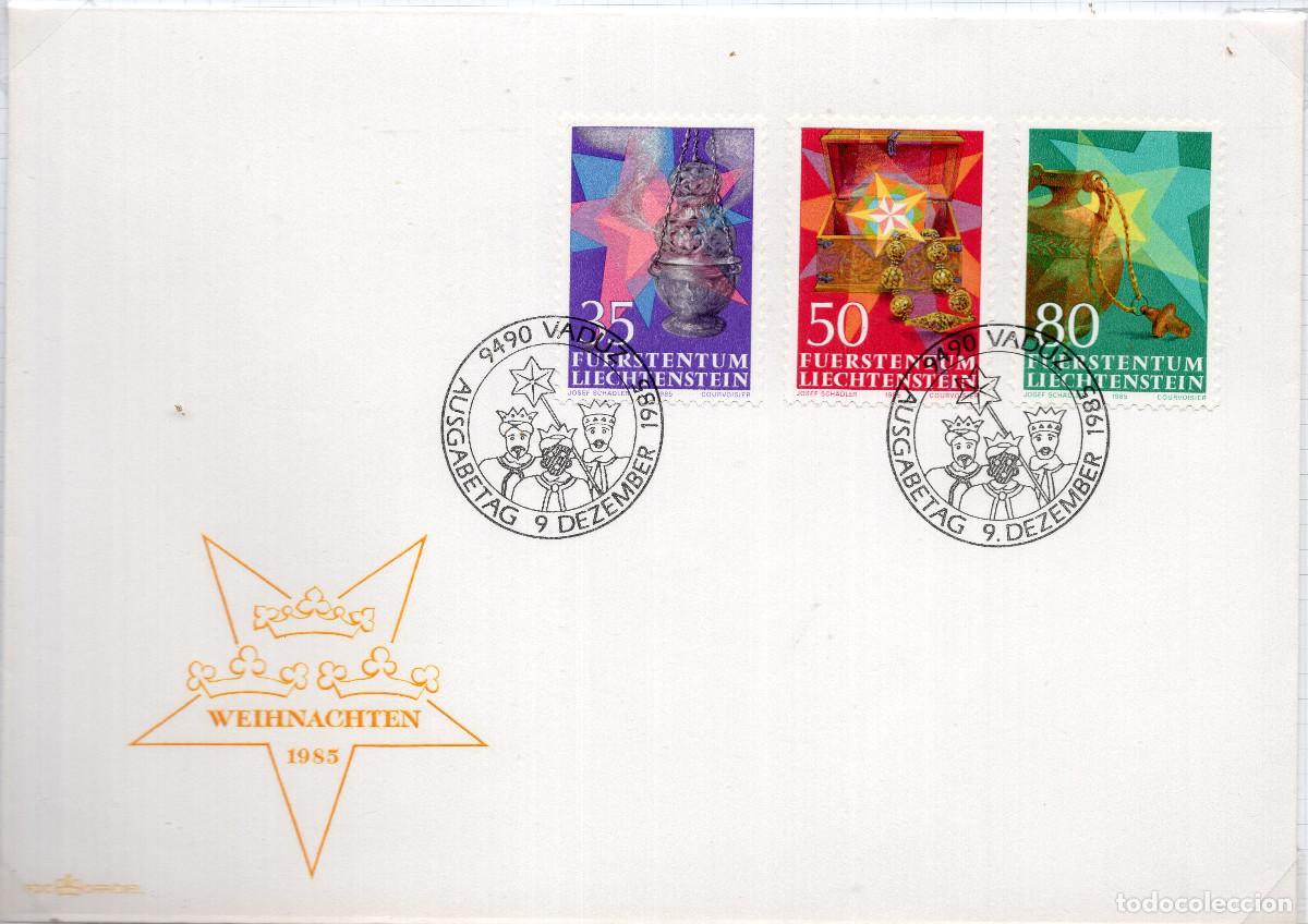 Sellos: LIECHTENSTEIN 1985 CARTA FDC MICHEL LI 884-886