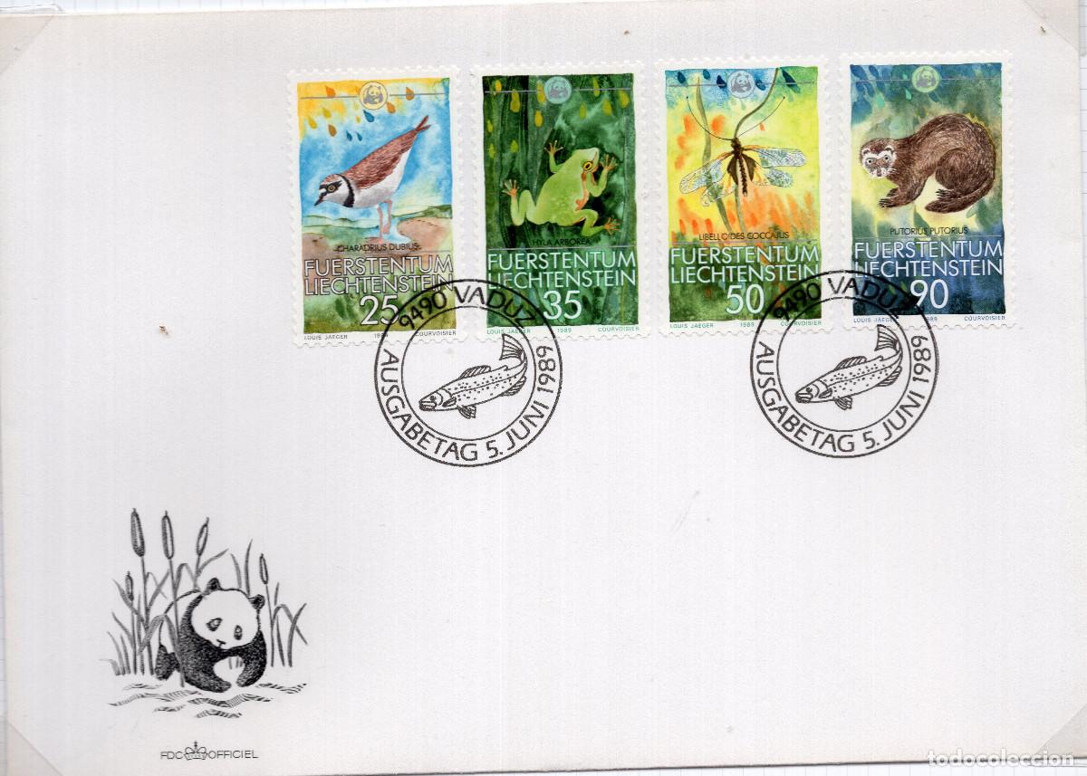 Sellos: LIECHTENSTEIN 1989 CARTA FDC MICHEL LI 967-970