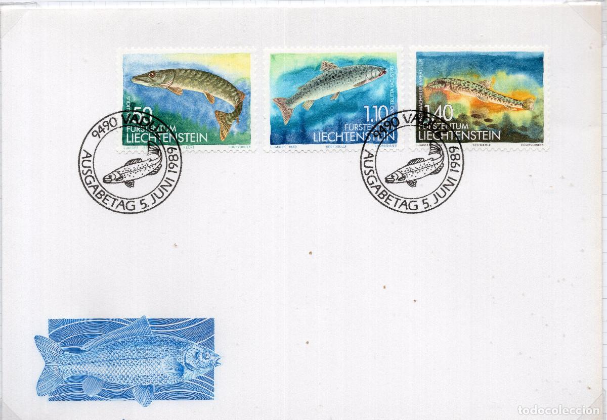 Sellos: LIECHTENSTEIN 1989 CARTA FDC MICHEL LI 964-966
