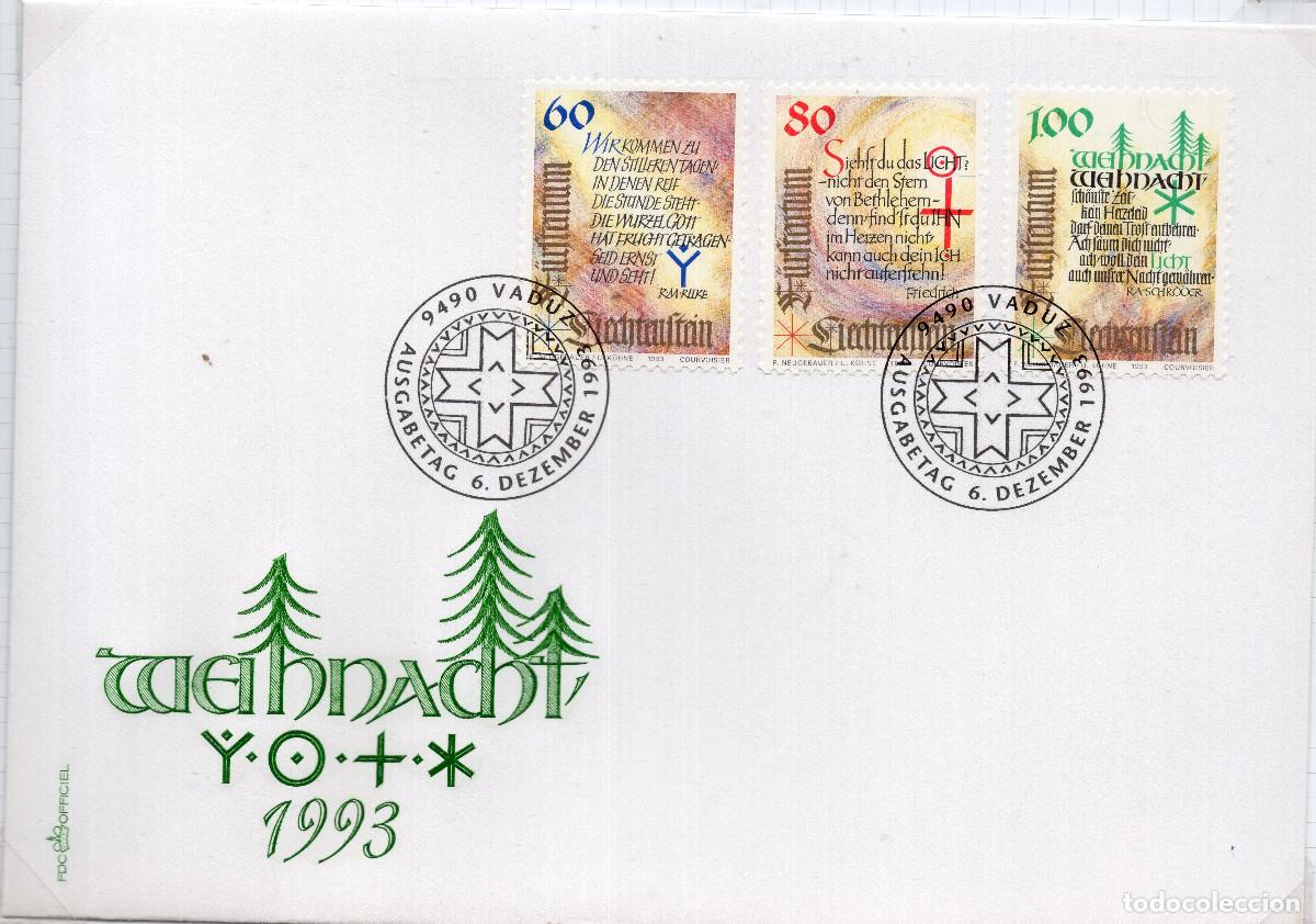 Sellos: LIECHTENSTEIN 1993 CARTA FDC MICHEL LI 1073-1075