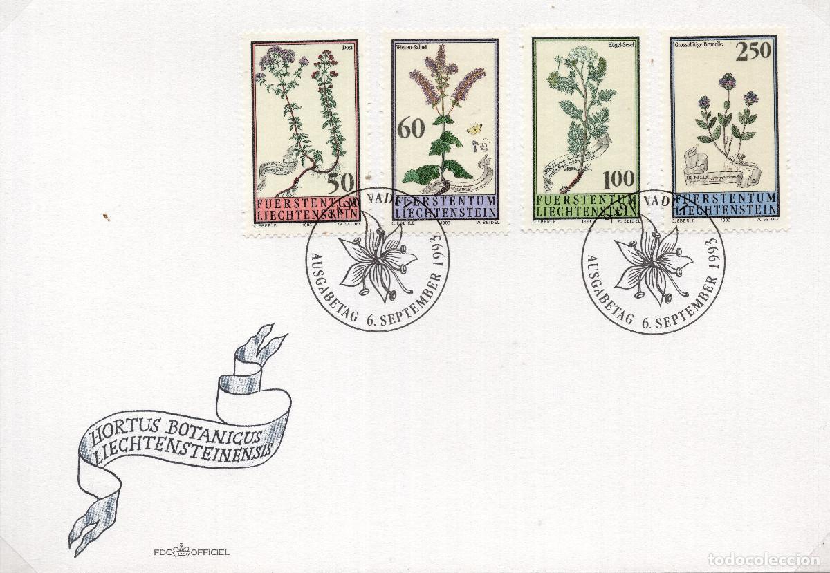 Sellos: LIECHTENSTEIN 1993 CARTA FDC MICHEL LI 1069-1072