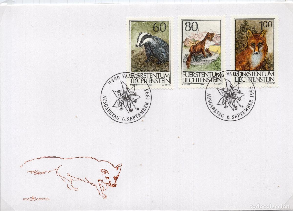 Sellos: LIECHTENSTEIN 1993 CARTA FDC MICHEL LI 1066-1068