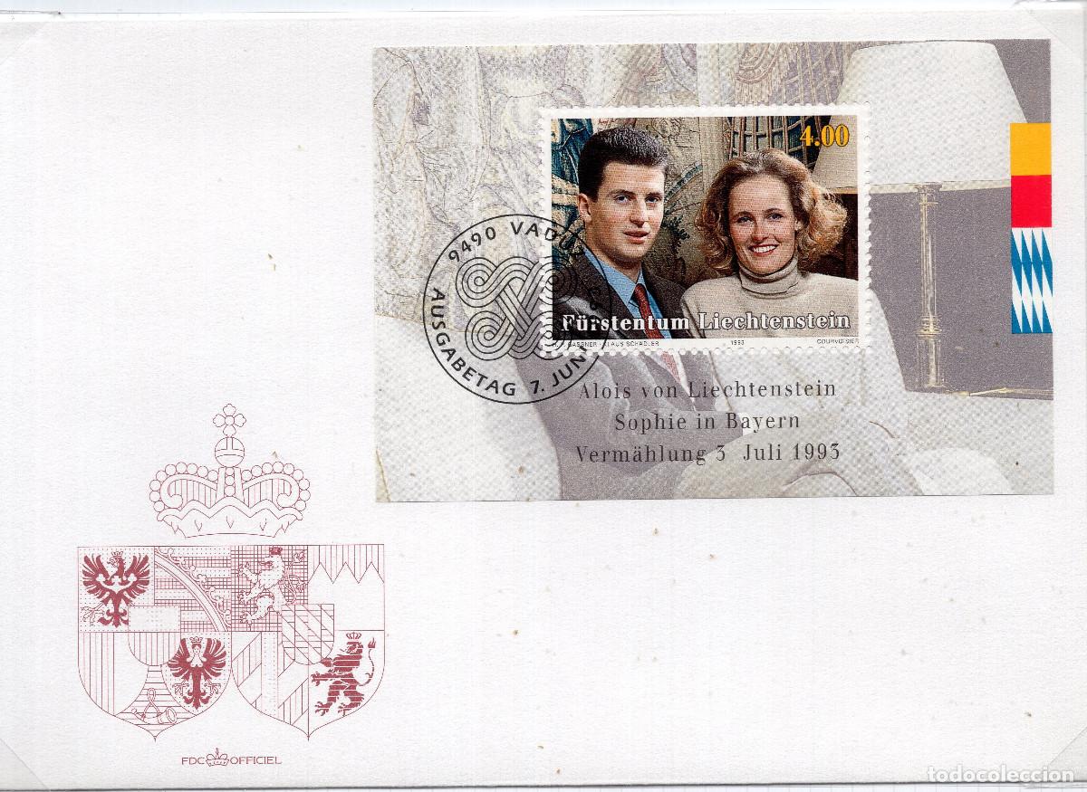 Sellos: LIECHTENSTEIN 1993 CARTA FDC MICHEL LI BL16
