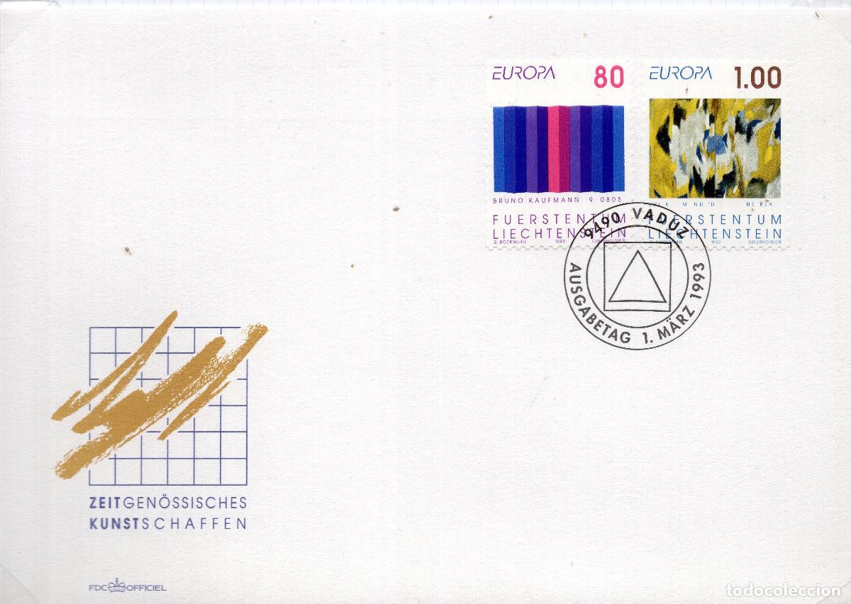 Sellos: LIECHTENSTEIN 1993 CARTA FDC MICHEL LI 1054-1055