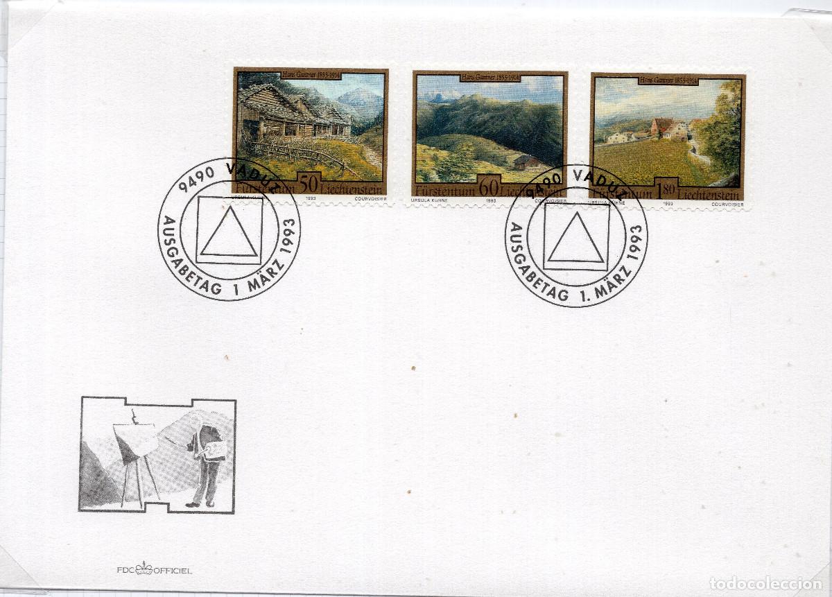 Sellos: LIECHTENSTEIN 1993 CARTA FDC MICHEL LI 1056-1058