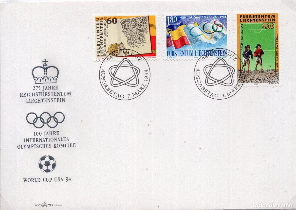 Sellos: LIECHTENSTEIN 1994 CARTA FDC MICHEL LI 1081-1083