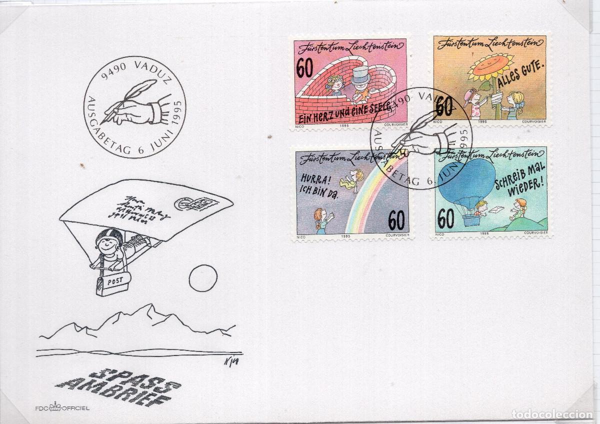 Sellos: LIECHTENSTEIN 1995 CARTA FDC MICHEL LI 1111-1114