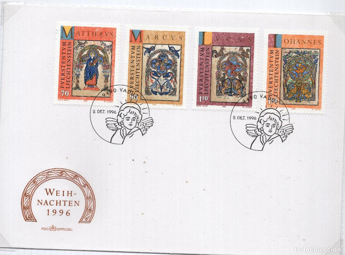 Sellos: LIECHTENSTEIN 1996 CARTA FDC MICHEL LI 1141-1144
