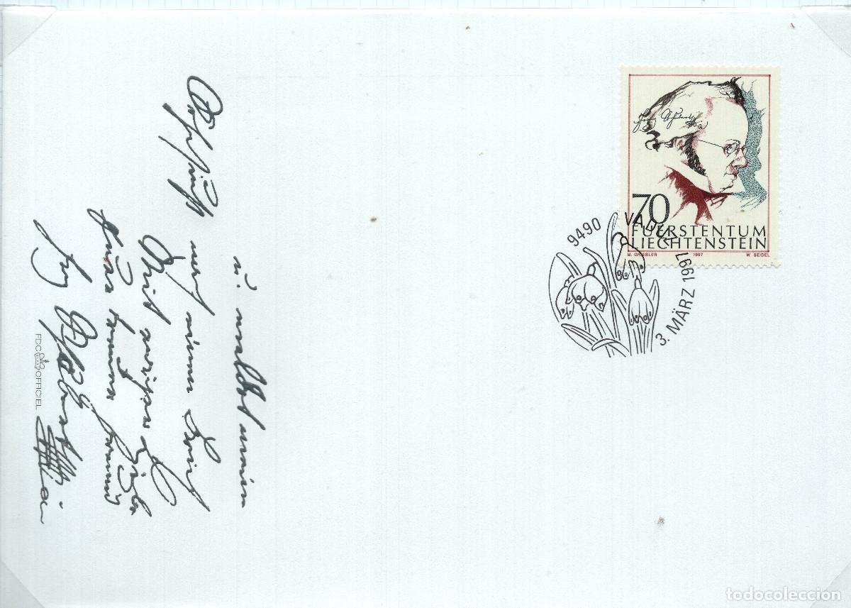 Sellos: LIECHTENSTEIN 1997 CARTA FDC MICHEL LI 1147