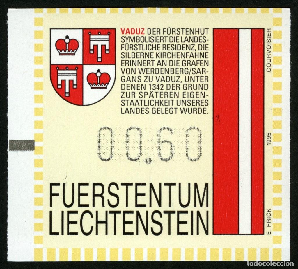 Sellos: ATM LIECHTENSTEIN 1995 &middot; FRAMA &middot; 00.60 FRANCOS SUIZOS &middot; VADUZ &middot; SERIE ESCUDOS Y BANDERAS #FL001