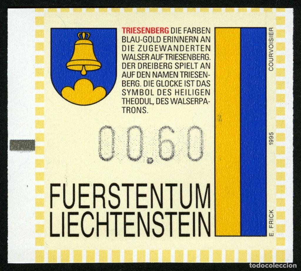 Sellos: ATM LIECHTENSTEIN 1995 &middot; FRAMA &middot; 00,60 FRANCOS SUIZOS &middot; TRIESENBERG, SERIE ESCUDOS Y BANDERAS #FL011