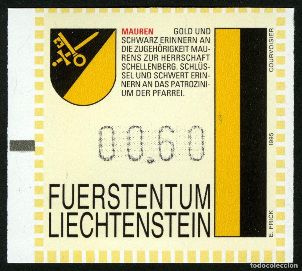 Sellos: ATM LIECHTENSTEIN 1995 &middot; FRAMA &middot; 00,60 FRANCOS SUIZOS &middot; GAMPRIN &middot; SERIE DE ESCUDOS Y BANDERAS #FL009
