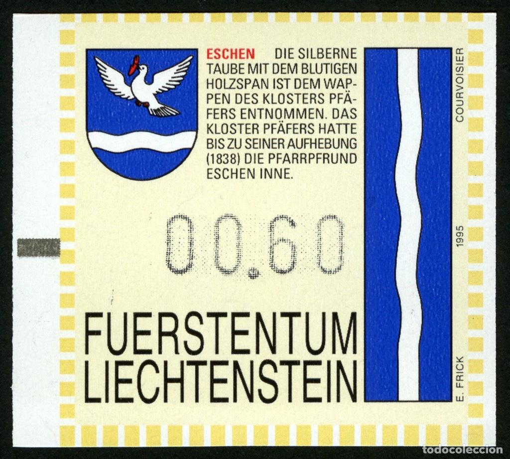 Sellos: ATM LIECHTENSTEIN 1995 &middot; FRAMA &middot; 00,60 FRANCOS SUIZOS &middot; ESCHEN &middot; SERIE DE ESCUDOS Y BANDERAS #FL008