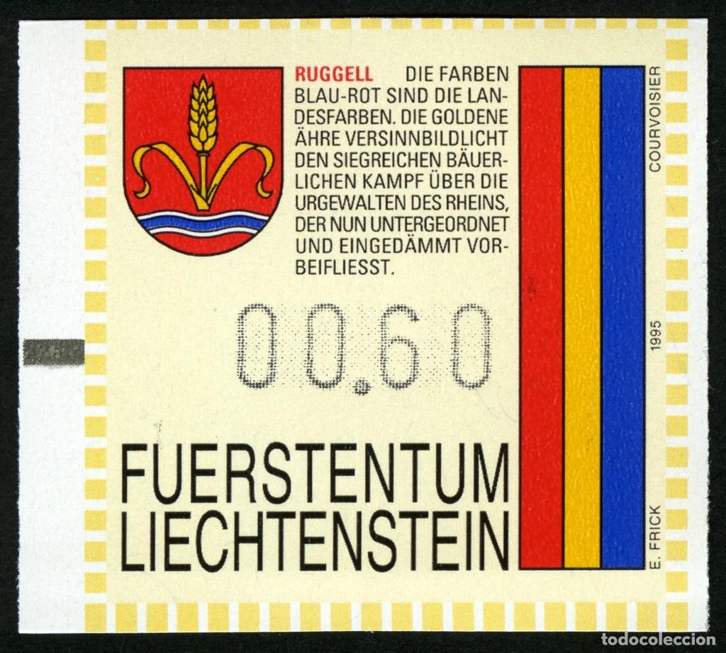 Sellos: ATM LIECHTENSTEIN 1995 &middot; FRAMA &middot; 00,60 FRANCOS SUIZOS &middot; RUGGELL &middot; SERIE DE ESCUDOS Y BANDERAS #FL003