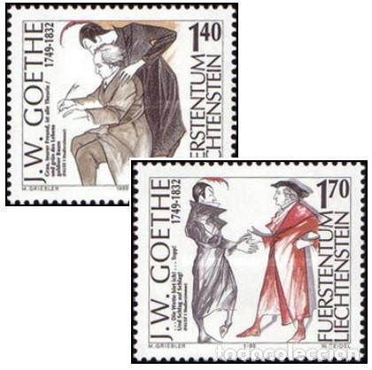 Sellos: Liechtenstein 1999 SW1219/20 &rdquo;Johann Wolfgang von Goethe, escritor&rdquo;./ Nuevo, sin charnela, MNH.