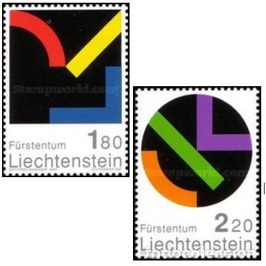 Sellos: Liechtenstein 2001 SW1285/86 &rdquo;Pintura: Arte abstracto&rdquo;./ Nuevo, sin charnela, MNH.