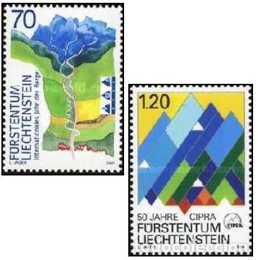Sellos: Liechtenstein 2002 SW1288/89 &rdquo;A&ntilde;o internacional de las monta&ntilde;as&rdquo;./ Sin charnela, MNH.
