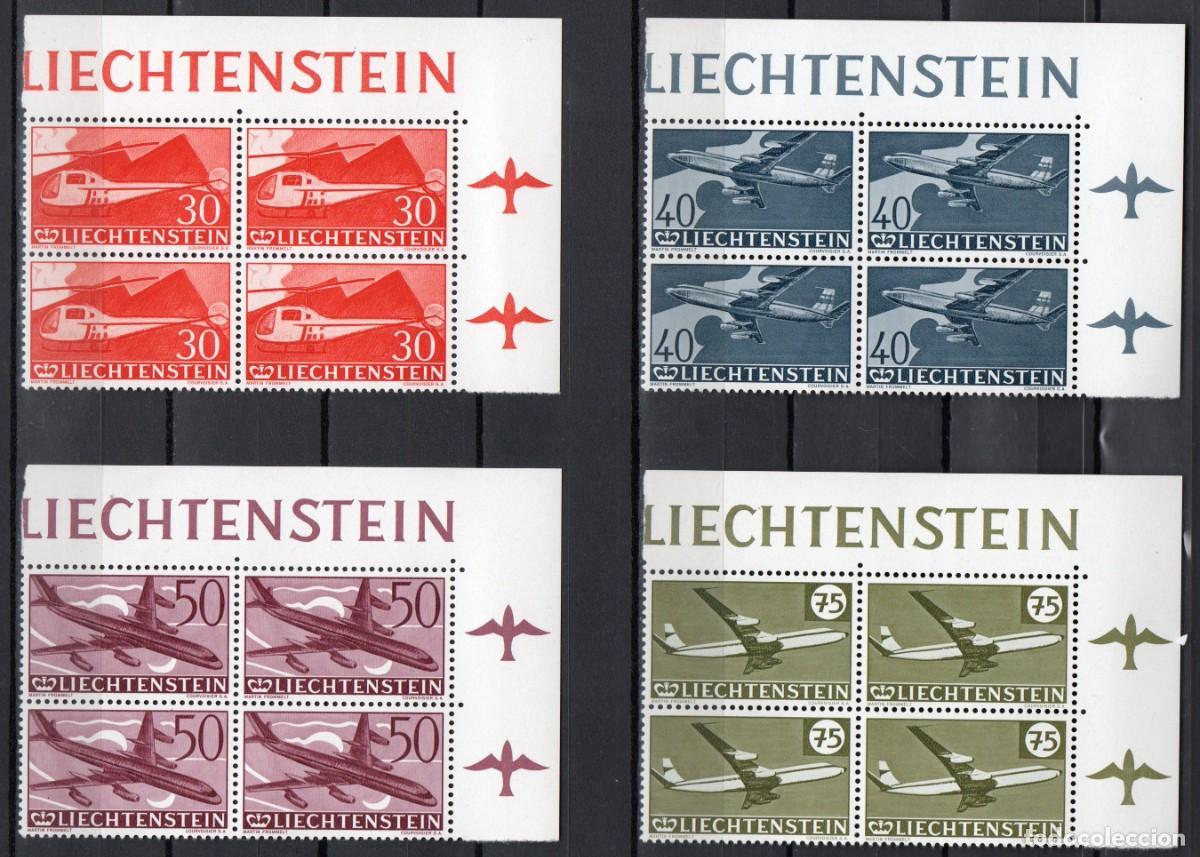 Sellos: LIECHTENSTEIN A&Ntilde;O 1960 YV A34/37*** (AEREO)(BL4) 30 ANIVERSARIO DEL CORREO AEREO AVIONES TRANSPORTES