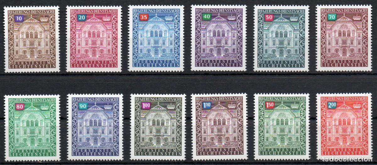 Sellos: LIECHTENSTEIN A&Ntilde;O 1976 YV 57/68*** (B&Aacute;SICA)(SERIE DE SERVICIO) CORONA PALACIO DUCAL ARQUITECTURA