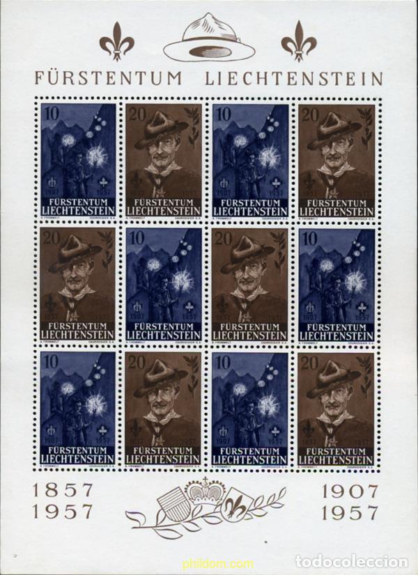 Sellos: 367693 MNH LIECHTENSTEIN 1957 CENTENARIO DE LORD BADEN-POWELL Y 50 ANIVERSARIO DEL ESCULTISMO