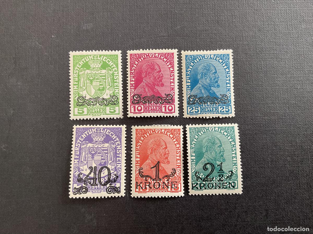 Sellos: LIECHTENSTEIN N&ordm; YVERT 11/6** A&Ntilde;O 1920. SELLOS SOBRECARGADOS. CON CHARNELA