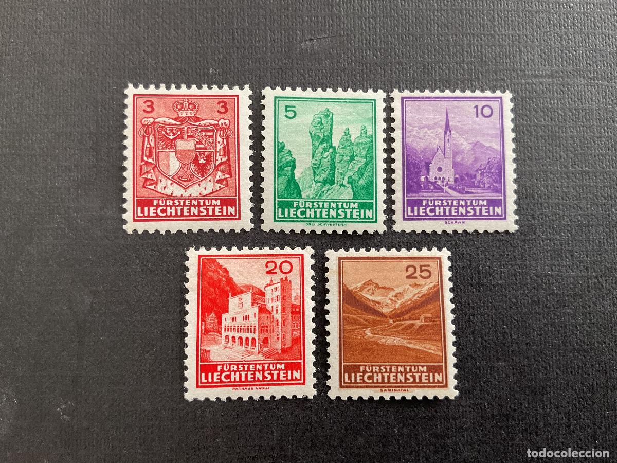 Briefmarken: LIECHTENSTEIN N&ordm; YVERT 123/7** A&Ntilde;O 1935. SERIE CORRIENTE. CON CHARNELA