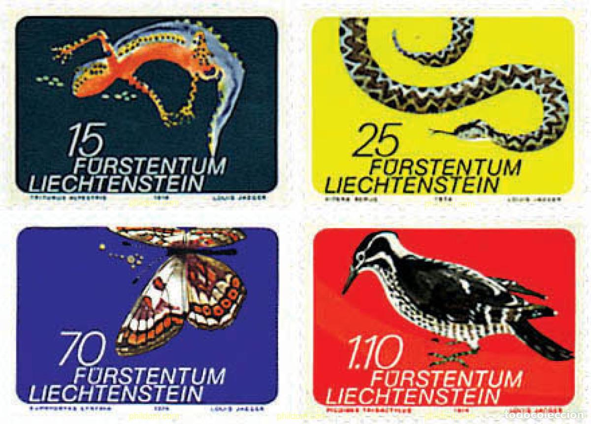 Sellos: 83004 MNH LIECHTENSTEIN 1974 PEQUE&Ntilde;A FAUNA DEL PRINCIPADO