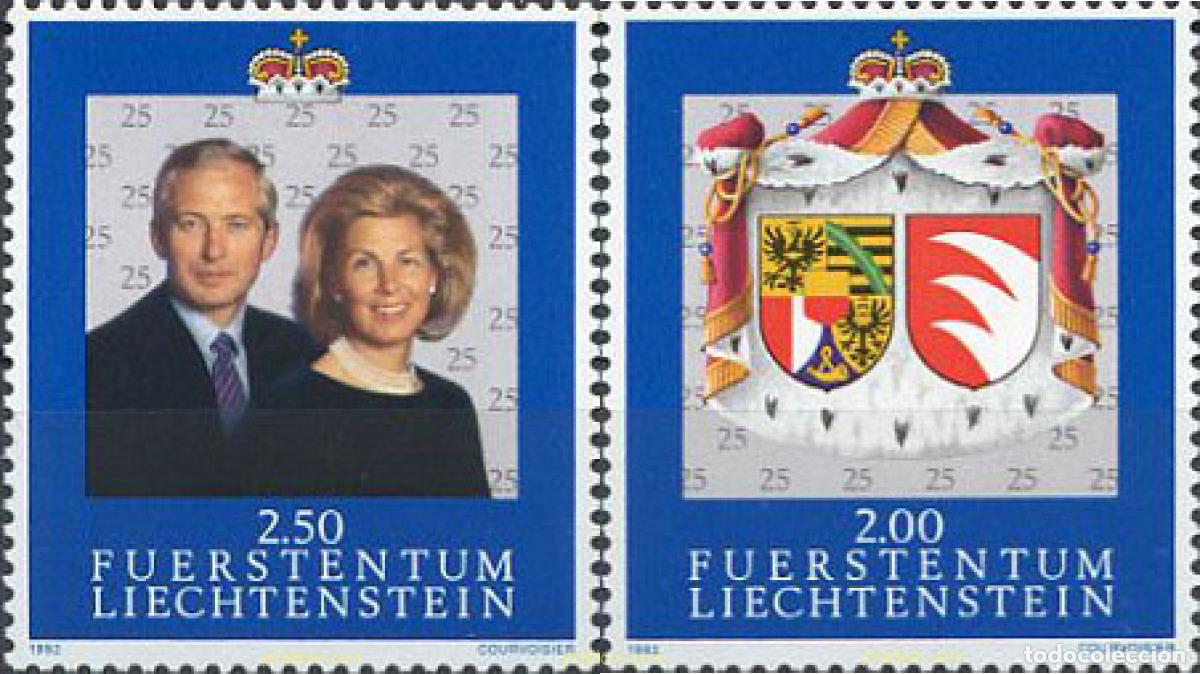 Sellos: 103320 MNH LIECHTENSTEIN 1992 CELEBRACION DE LAS BODAS DE PLATA DE LOS PRINCIPES DE LIECHTENSTEIN Y