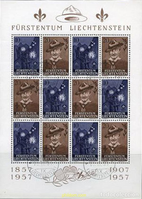 Sellos: 12467 USED LIECHTENSTEIN 1957 CENTENARIO DE LORD BADEN-POWELL Y 50 ANIVERSARIO DEL ESCULTISMO