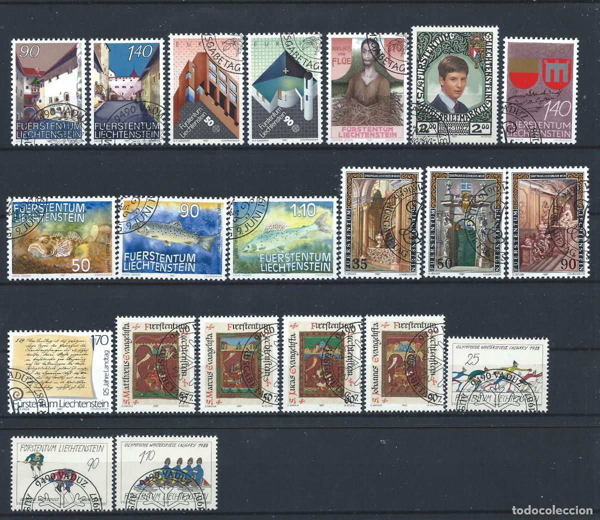 Sellos: Liechtenstein Lot 21 Tp Obl (FU) Ann&eacute;e 1987