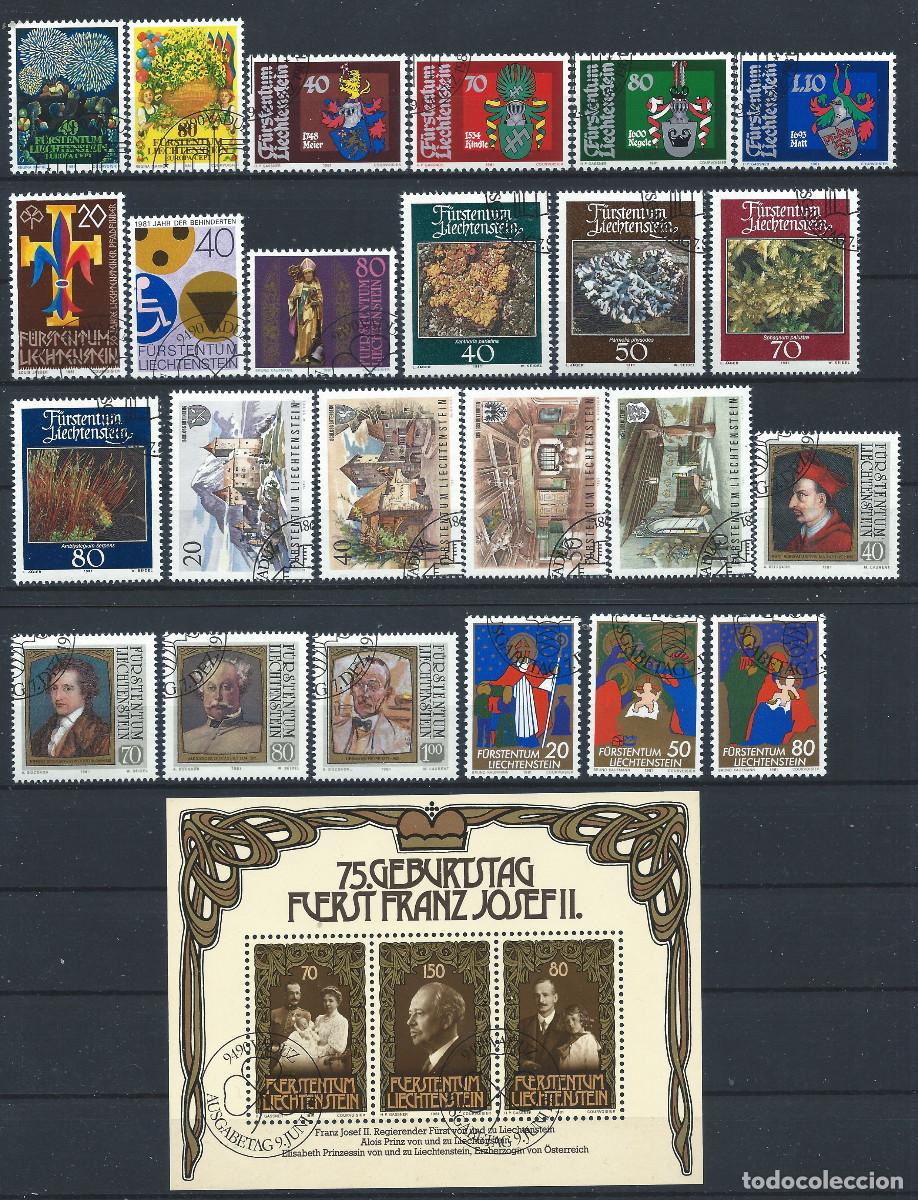 Sellos: Liechtenstein Lot 24 Tp + 1 Bloc Obl (FU) Ann&eacute;e 1981