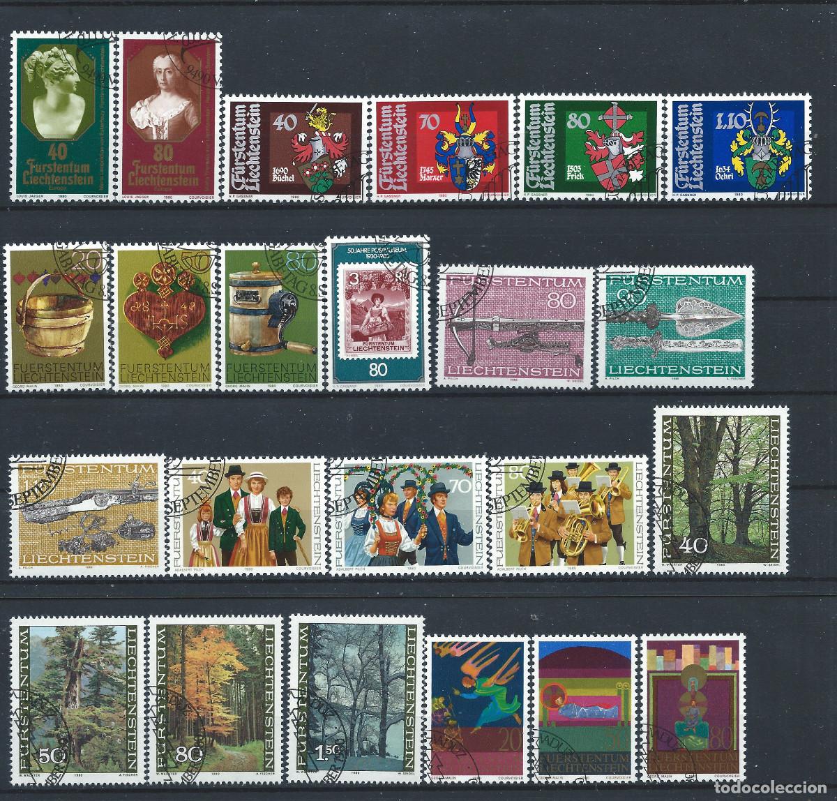 Sellos: Liechtenstein Lot 23 Tp + Obl (FU) Ann&eacute;e 1980
