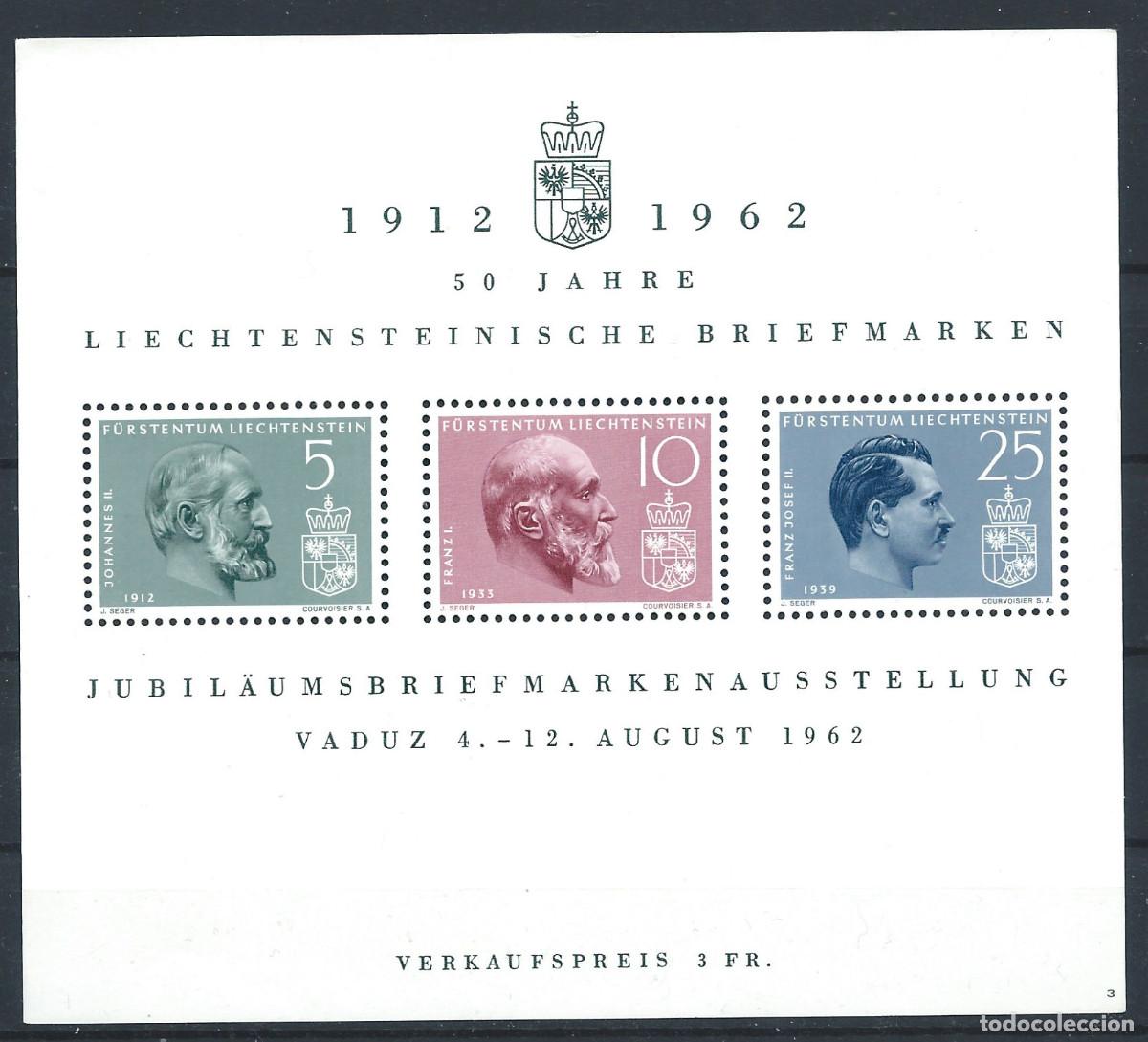 Sellos: Liechtenstein Bloc N&deg;9** (MNH) 1962 - Exposition philat&eacute;lique de Vaduz
