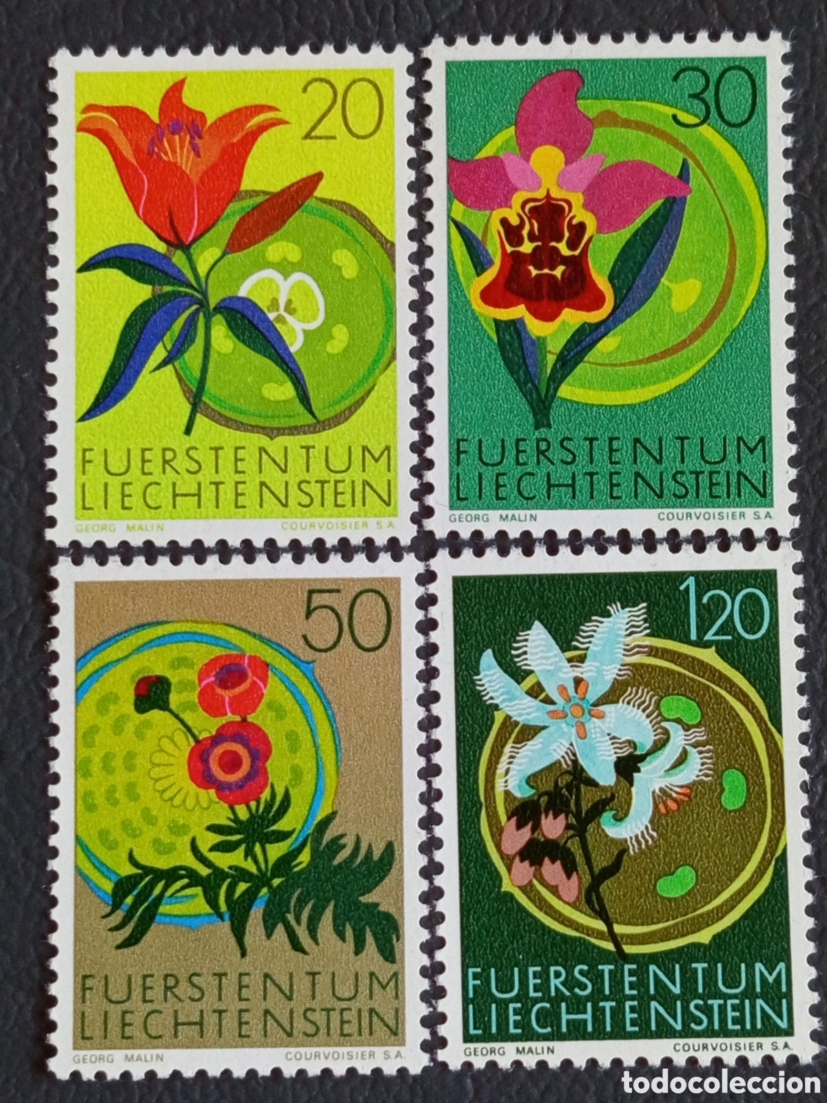 Sellos: Serie 4 Sellos Liechtenstein 1974 Flora Silvestre Mi. 605/08 MH.