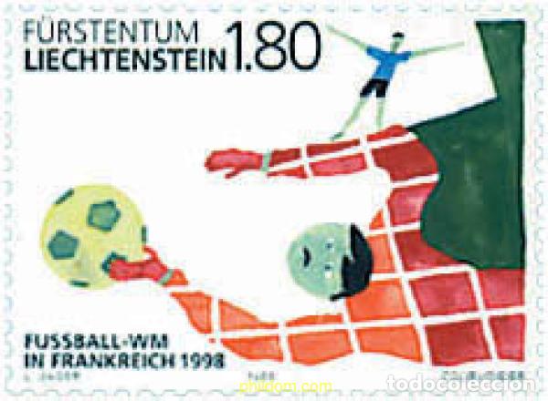 Sellos: 218226 MNH LIECHTENSTEIN 1998 75 ANIVERSARIO DE LA UNION ADUANERA CON SUIZA Y COPA DEL MUNDO DE FUT