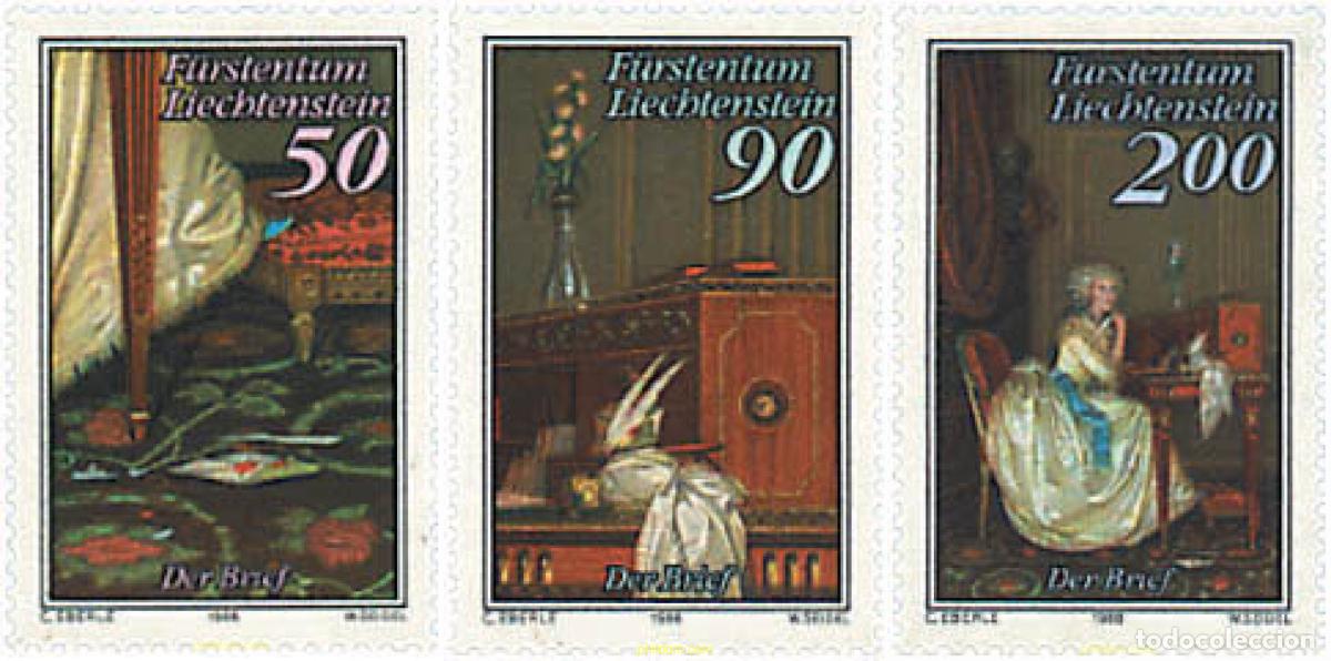 Sellos: 79823 MNH LIECHTENSTEIN 1988 LA CARTA, PINTURA DE ANTON HINKEL. DETALLES DEL RETRATO DE MARIA TERES