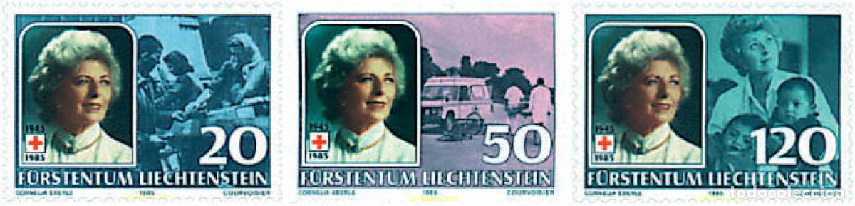 Sellos: 77646 MNH LIECHTENSTEIN 1985 40 A&Ntilde;OS DE PRESIDENCIA DE LA CRUZ ROJA DE LA PRINCESA GEORGINA