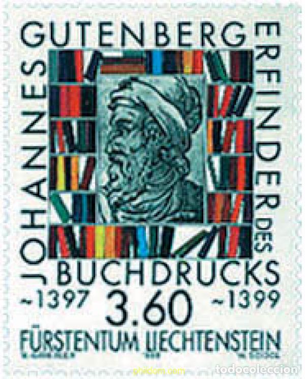 Sellos: 80187 MNH LIECHTENSTEIN 1999 600 ANIVERSARIO DEL NACIMIENTO DE JOHANNES GUTENBERG