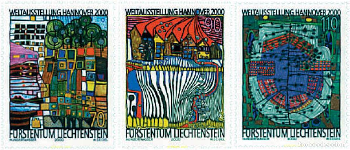 Sellos: 80798 MNH LIECHTENSTEIN 2000 EXPO 2000. EXPOSICION UNIVERSAL EN HANNOVER. OBRAS DE F. HUNDERTWASSER