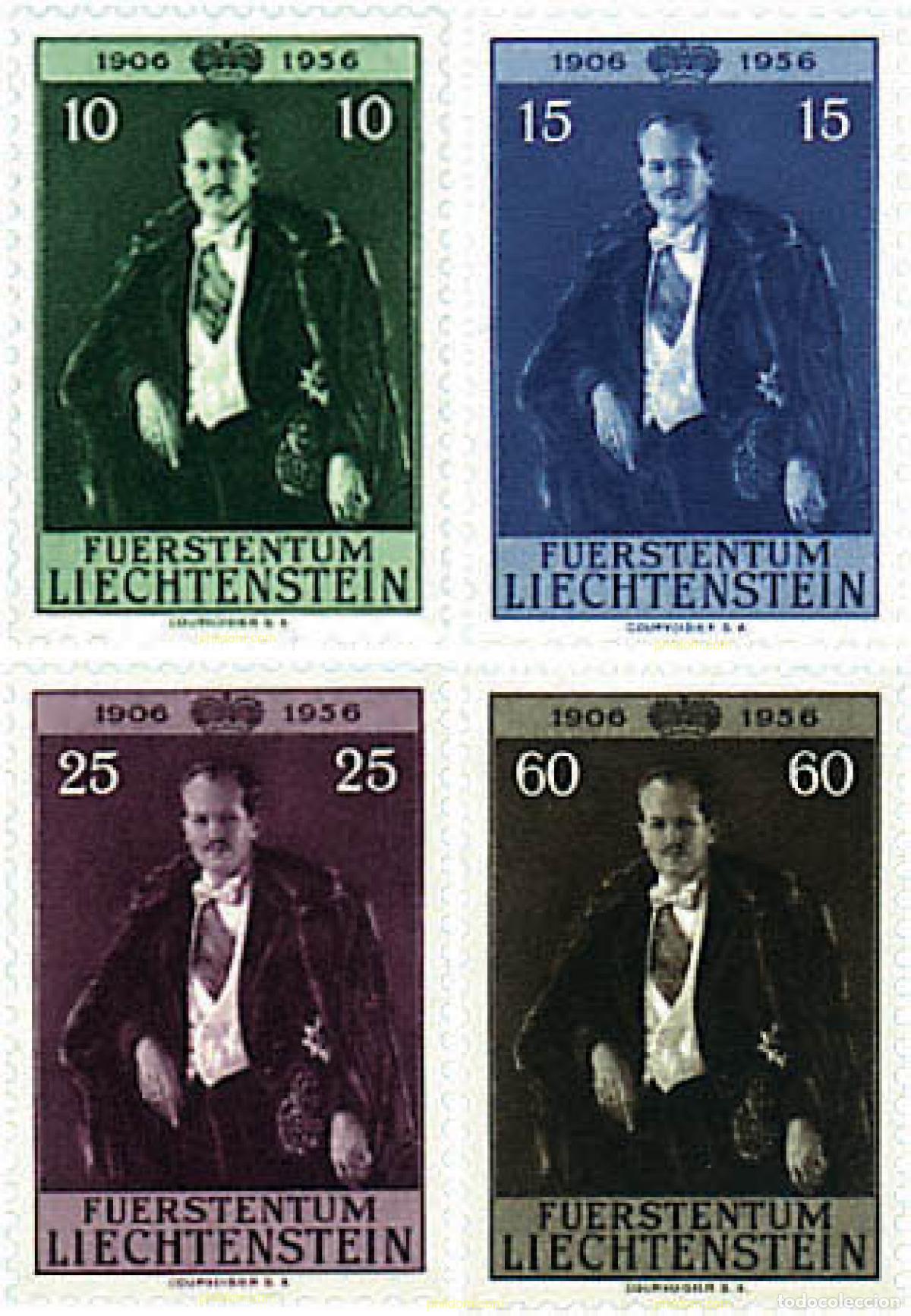 Sellos: 77562 MNH LIECHTENSTEIN 1956 50 ANIVERSARIO DEL PRINCIPE FRANZ JOSEPH II