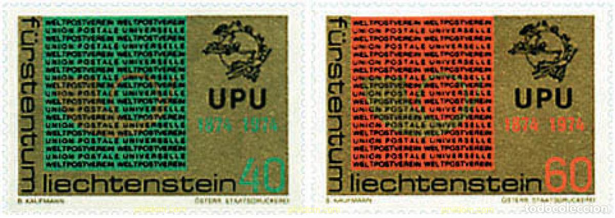 Sellos: 77602 MNH LIECHTENSTEIN 1974 CENTENARIO DE LA UNION POSTAL UNIVERSAL
