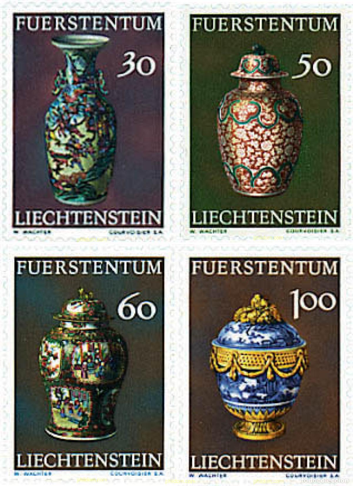 Sellos: 84600 MNH LIECHTENSTEIN 1974 PIEZAS DE PORCELANA DEL TESORO DEL CASTILLO