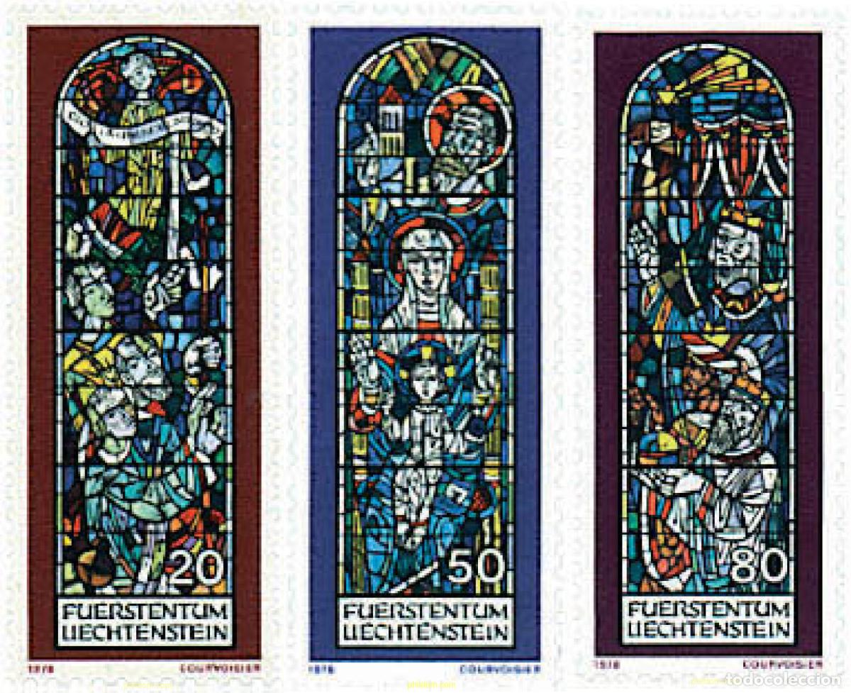 Timbres: 80002 MNH LIECHTENSTEIN 1978 NAVIDAD. VIDRIERAS DE LA IGLESIA DE TRIESENBERG